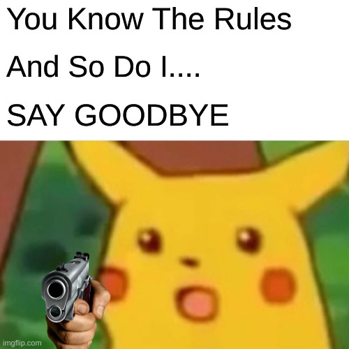 Surprised Pikachu | You Know The Rules; And So Do I.... SAY GOODBYE | image tagged in memes,surprised pikachu | made w/ Imgflip meme maker