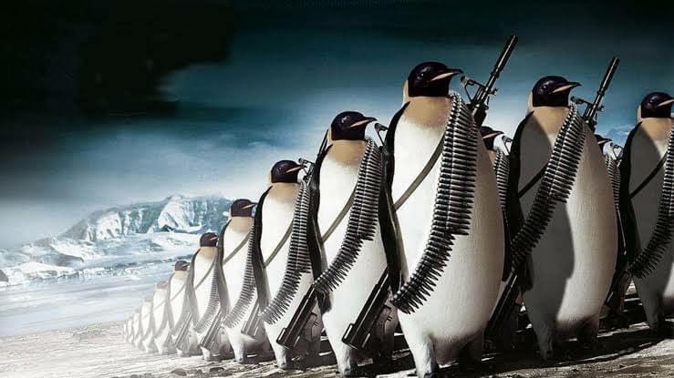 High Quality Penguins marching Blank Meme Template