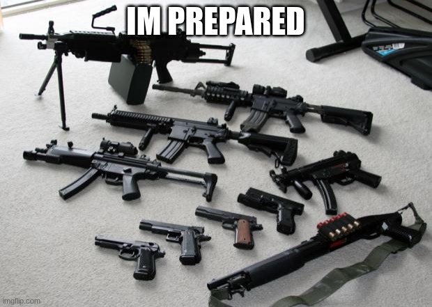 Im prepared | IM PREPARED | image tagged in guns | made w/ Imgflip meme maker
