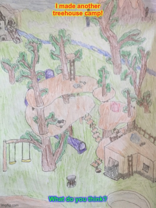 I like drawing camps. | I made another treehouse camp! What do you think? | image tagged in the legend of zelda breath of the wild,camp,drawing | made w/ Imgflip meme maker