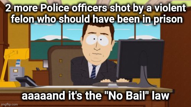 New York needs another new Governor | 2 more Police officers shot by a violent
 felon who should have been in prison; aaaaand it's the "No Bail" law | image tagged in memes,aaaaand its gone,stupid liberals,judges,well yes but actually no | made w/ Imgflip meme maker