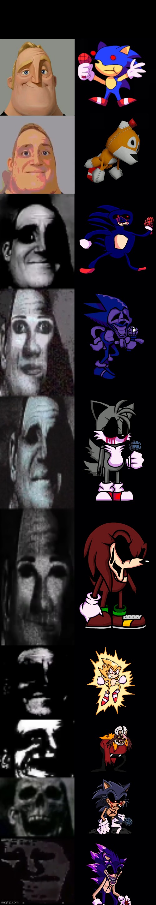 Sonic Exe Becoming Uncanny | image tagged in mr incredible becoming uncanny,uwu,owo,fnf,friday night funkin | made w/ Imgflip meme maker