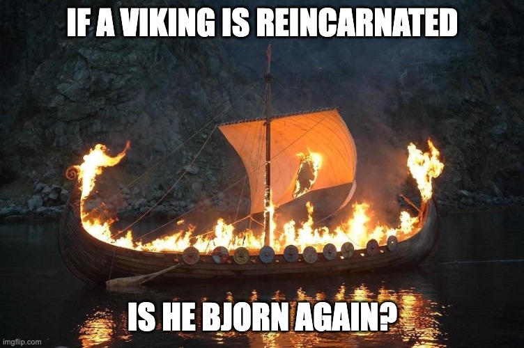 Viking | IF A VIKING IS REINCARNATED; IS HE BJORN AGAIN? | image tagged in viking | made w/ Imgflip meme maker