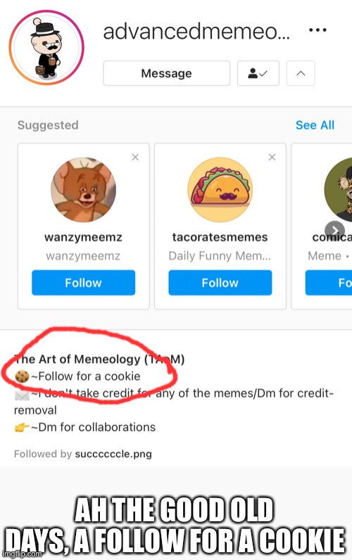 Ah the good old days |  AH THE GOOD OLD DAYS, A FOLLOW FOR A COOKIE | image tagged in the good old days,youtube,instagram | made w/ Imgflip meme maker