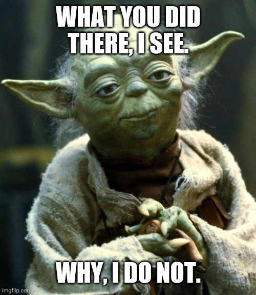 What you did there, I see | WHAT YOU DID THERE, I SEE. WHY, I DO NOT. | image tagged in memes,star wars yoda | made w/ Imgflip meme maker