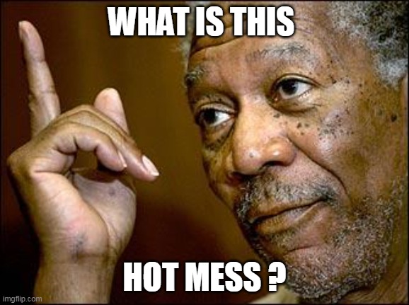 This Morgan Freeman | WHAT IS THIS HOT MESS ? | image tagged in this morgan freeman | made w/ Imgflip meme maker