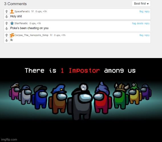image tagged in there is one impostor among us | made w/ Imgflip meme maker