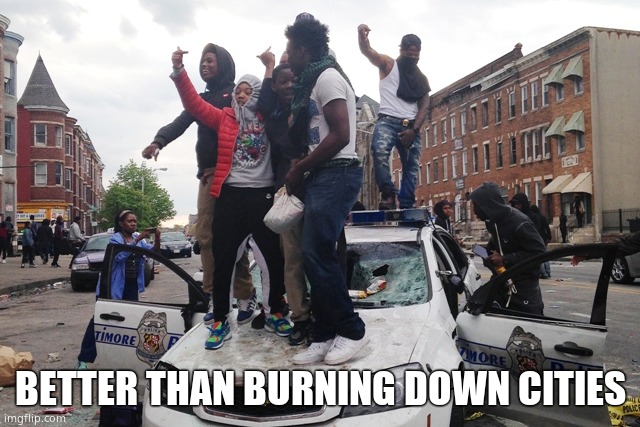 Riot | BETTER THAN BURNING DOWN CITIES | image tagged in riot | made w/ Imgflip meme maker