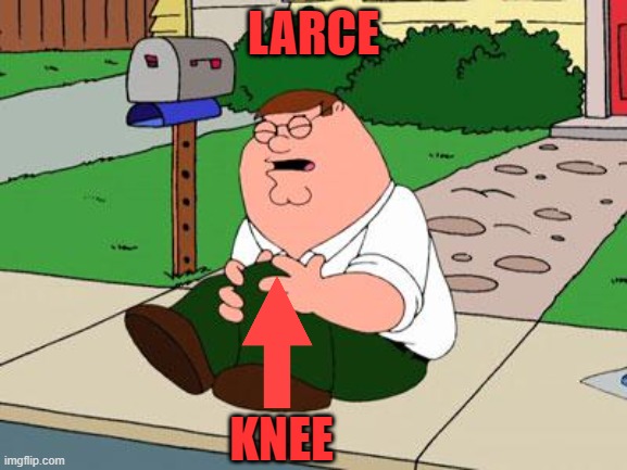 Family Guy Knee | LARCE KNEE | image tagged in family guy knee | made w/ Imgflip meme maker