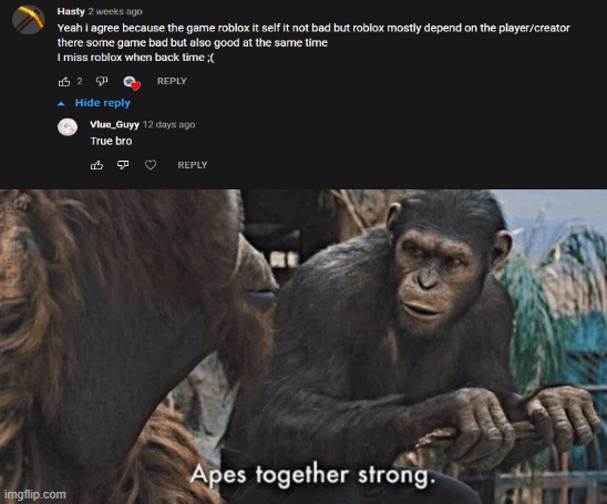 e | image tagged in apes together strong | made w/ Imgflip meme maker