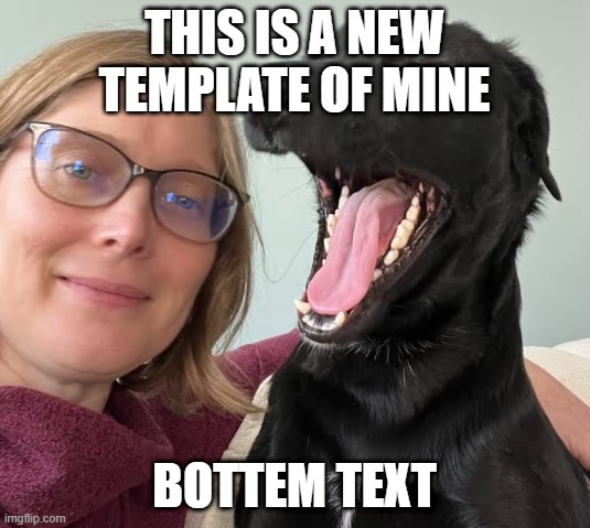... |  THIS IS A NEW TEMPLATE OF MINE; BOTTEM TEXT | image tagged in laughing dog | made w/ Imgflip meme maker