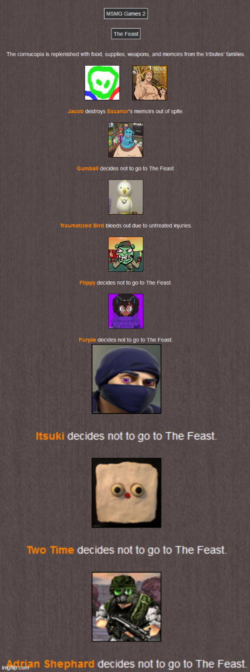 MSMG Games 2: The Feast | image tagged in msmg games | made w/ Imgflip meme maker