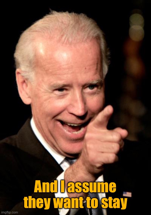 Smilin Biden Meme | And I assume they want to stay | image tagged in memes,smilin biden | made w/ Imgflip meme maker