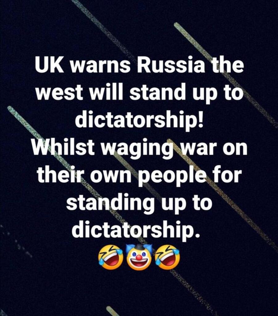 UK warns Russia the west will stand up to dictatorship... | image tagged in uk,russia,ukraine,dictatorship,dictator,liberal hypocrisy | made w/ Imgflip meme maker