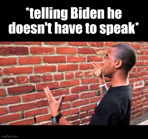 Biden Communication Team | *telling Biden he doesn't have to speak* | image tagged in brick wall guy | made w/ Imgflip meme maker