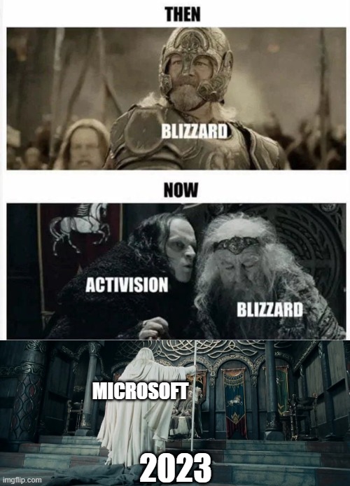 Blizzard Entertainment | MICROSOFT; 2023 | image tagged in microsoft,activision,blizzard,blizzard entertainment | made w/ Imgflip meme maker