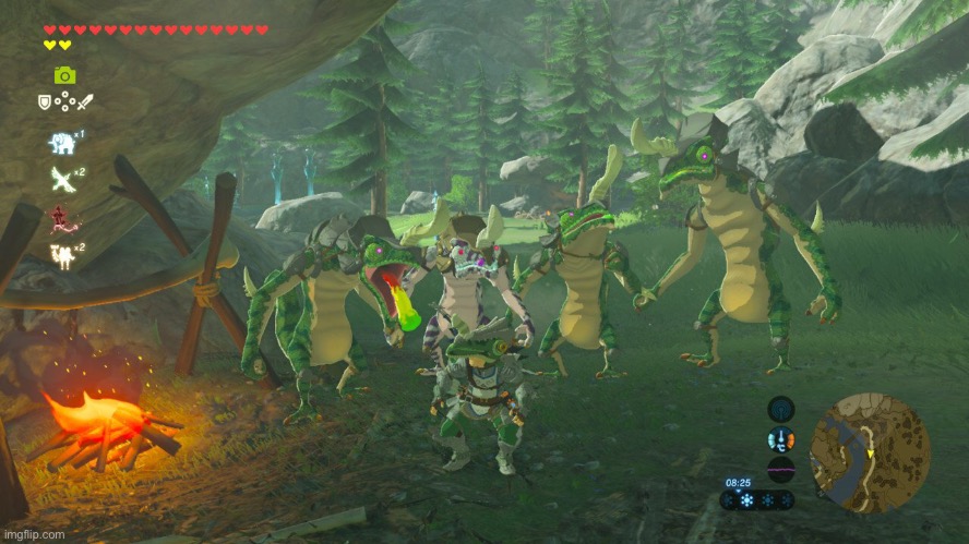 We partying with the Lizalfos ;P | image tagged in zelda botw,gaming | made w/ Imgflip meme maker