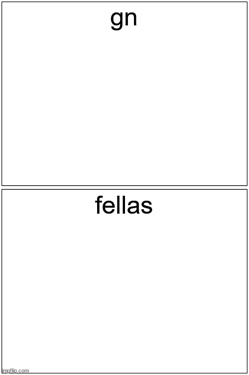 Blank Comic Panel 1x2 | gn; fellas | image tagged in memes,blank comic panel 1x2 | made w/ Imgflip meme maker