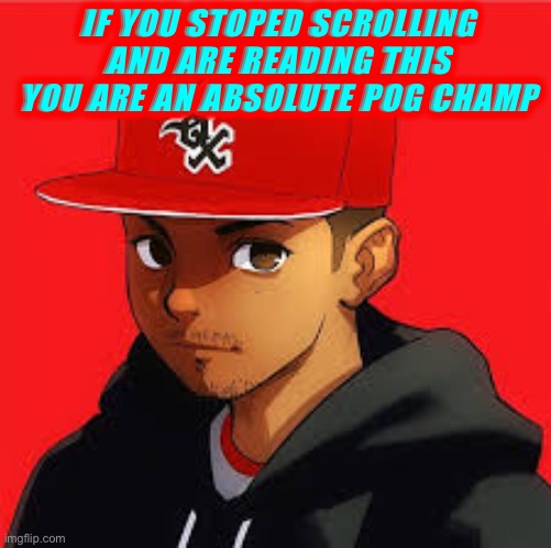 IF YOU STOPED SCROLLING AND ARE READING THIS YOU ARE AN ABSOLUTE POG CHAMP | made w/ Imgflip meme maker