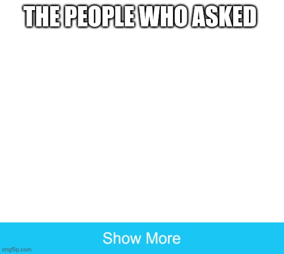 show more |  THE PEOPLE WHO ASKED | image tagged in show more | made w/ Imgflip meme maker