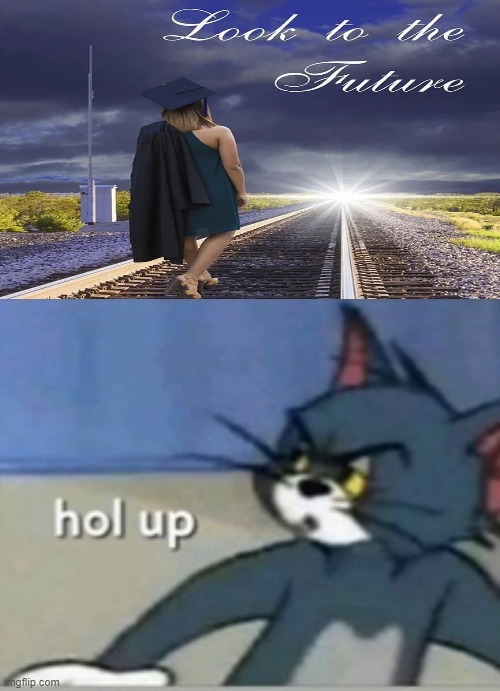 but she's on a railroad track... | image tagged in hol up,memes,fail | made w/ Imgflip meme maker