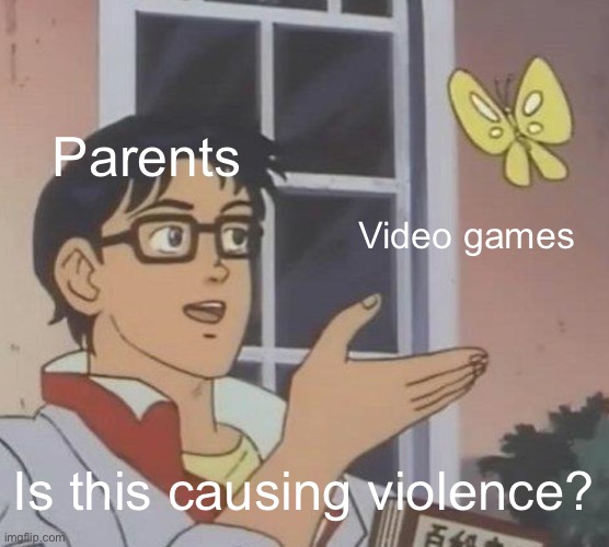 Exception: Doom. | Parents; Video games; Is this causing violence? | image tagged in memes,is this a pigeon,jokes | made w/ Imgflip meme maker