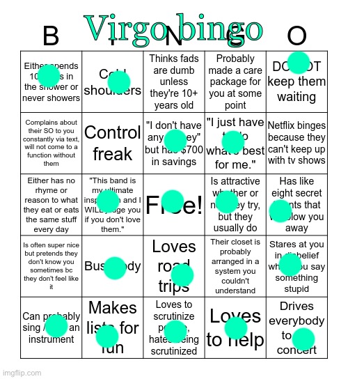 Is there seriously no virgos on this stream?!?!?! It’s sad | Virgo bingo | image tagged in virgo bingo,zodiac | made w/ Imgflip meme maker