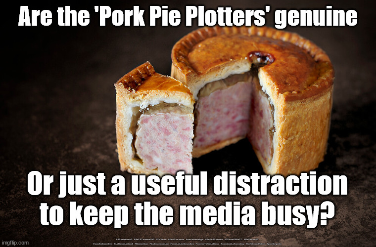 Pork Pie plot - Boris | Are the 'Pork Pie Plotters' genuine; Or just a useful distraction to keep the media busy? #Starmerout #GetStarmerOut #Labour #JonLansman #wearecorbyn #KeirStarmer #DianeAbbott #McDonnell #cultofcorbyn #labourisdead #Momentum #labourracism #socialistsunday #nevervotelabour #socialistanyday #Antisemitism #partygate | image tagged in pork pie plot,starmerout,getstarmerout,labourisdead,cultofcorbyn,partygate | made w/ Imgflip meme maker