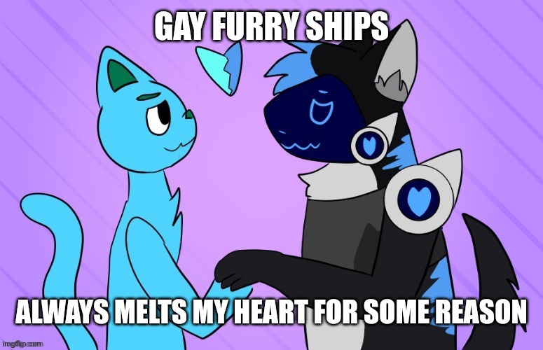 Credit to MothTheProtogen for the art | GAY FURRY SHIPS; ALWAYS MELTS MY HEART FOR SOME REASON | image tagged in retro x museky ship,furry,ships,cute,gay,wholesome | made w/ Imgflip meme maker
