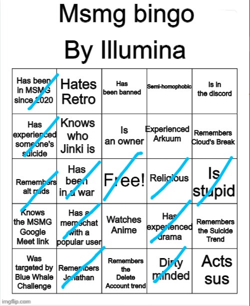 MSMG bingo | image tagged in msmg bingo | made w/ Imgflip meme maker