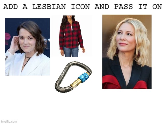 somebody better add kristen stewart- | ADD A LESBIAN ICON AND PASS IT ON | image tagged in blank white template,lesbian,icons,repost | made w/ Imgflip meme maker