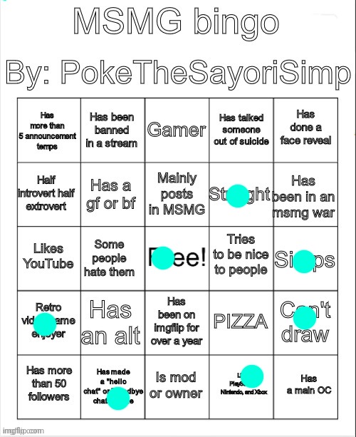 MSMG bingo by poke | image tagged in msmg bingo by poke | made w/ Imgflip meme maker