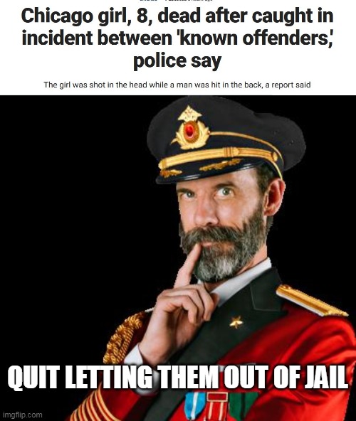 what good does it do to release criminals early? | QUIT LETTING THEM OUT OF JAIL | image tagged in captain obvious,chicago,corruption,crime | made w/ Imgflip meme maker