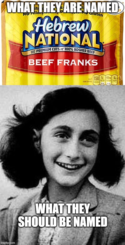 New Name | WHAT THEY ARE NAMED; WHAT THEY SHOULD BE NAMED | image tagged in anne frank | made w/ Imgflip meme maker