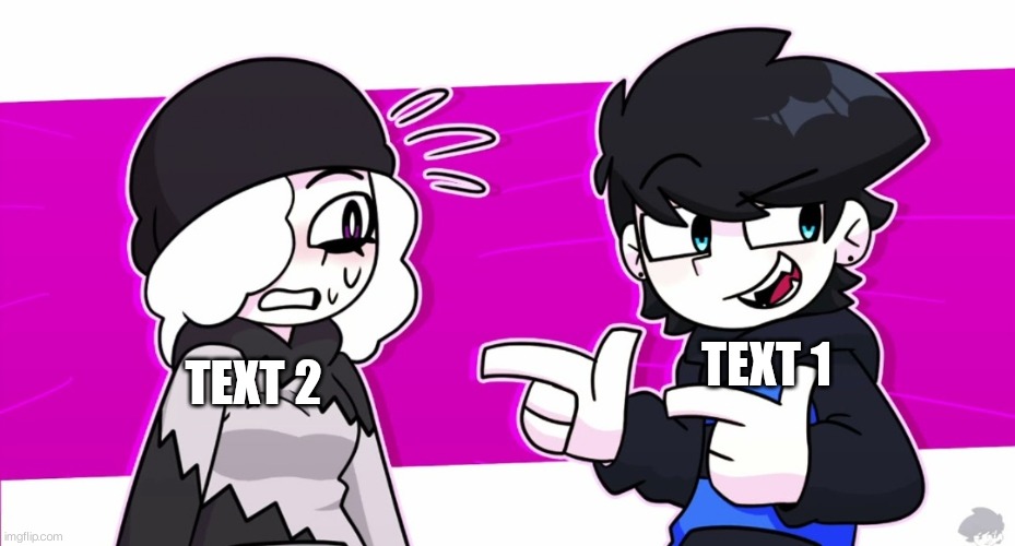 Feel free to use this template anytime | TEXT 1; TEXT 2 | image tagged in cj pointing at ruby | made w/ Imgflip meme maker