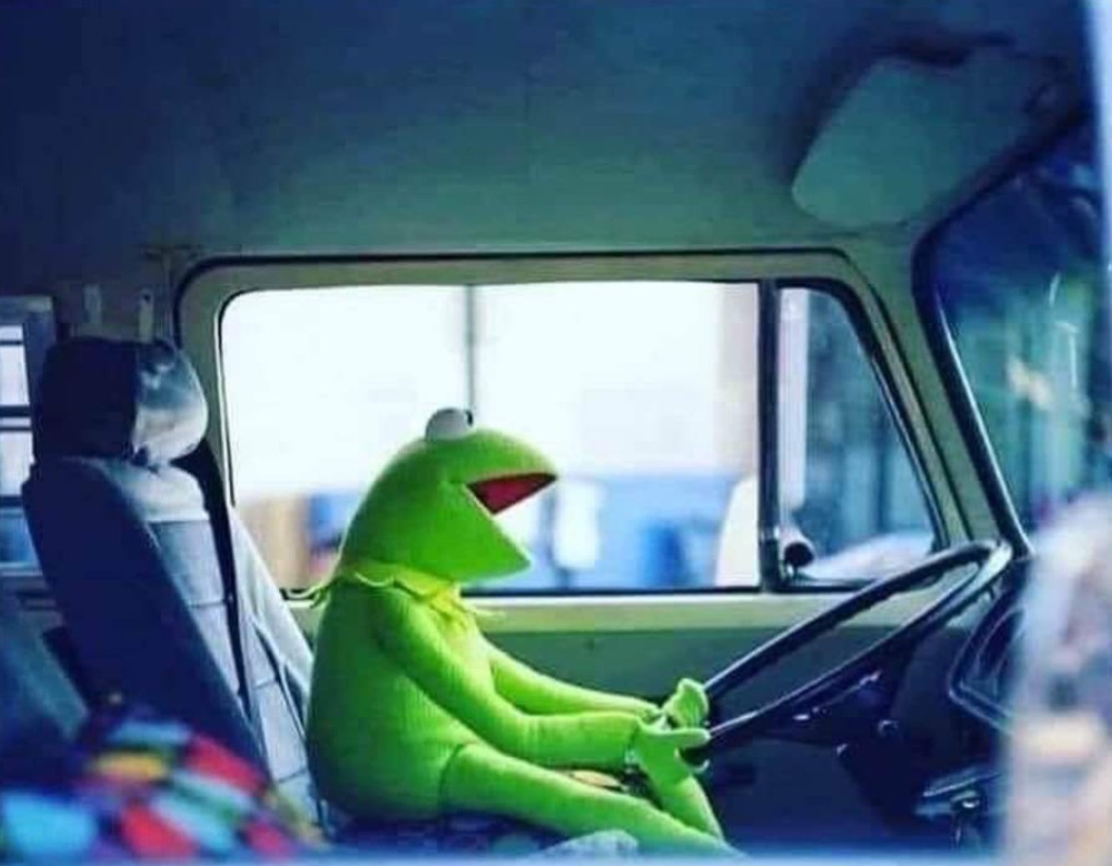 High Quality Kermit frog driving green Blank Meme Template
