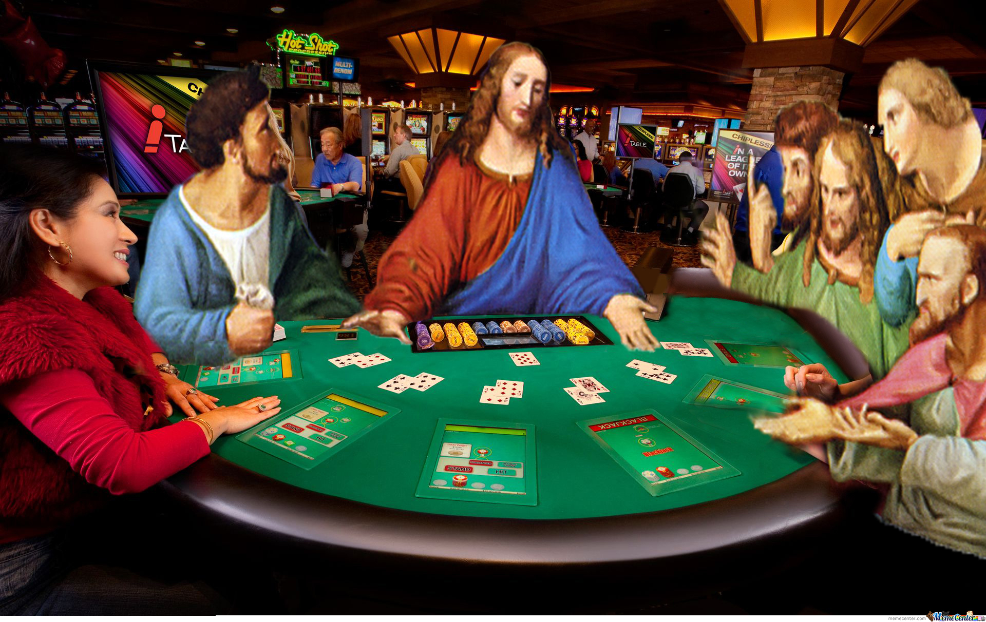 High Quality Jesus Gambling Blank Meme Template