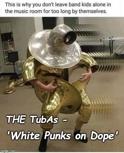 The TubAs | THE TubAs -; 'White Punks on Dope' | image tagged in puns,classic rock | made w/ Imgflip meme maker