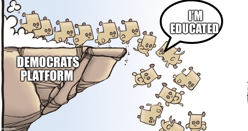 Democrats leadership | DEMOCRATS PLATFORM I’M
EDUCATED | image tagged in democrats leadership | made w/ Imgflip meme maker