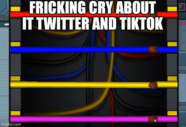 Straight | FRICKING CRY ABOUT IT TWITTER AND TIKTOK | image tagged in among us straight wires | made w/ Imgflip meme maker