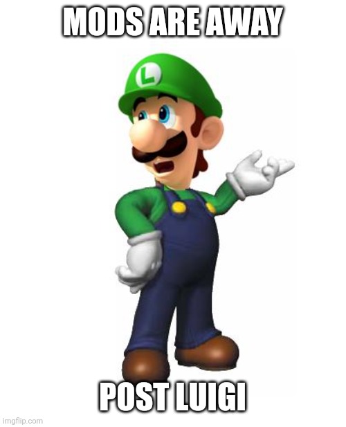 Logic Luigi | MODS ARE AWAY; POST LUIGI | image tagged in logic luigi | made w/ Imgflip meme maker