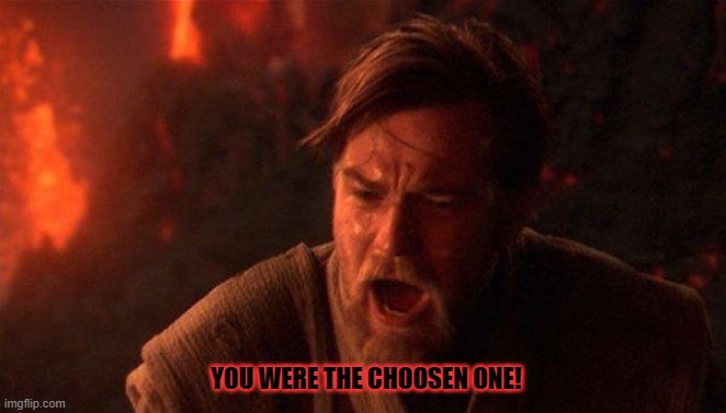 You Were The Chosen One (Star Wars) Meme | YOU WERE THE CHOOSEN ONE! | image tagged in memes,you were the chosen one star wars | made w/ Imgflip meme maker