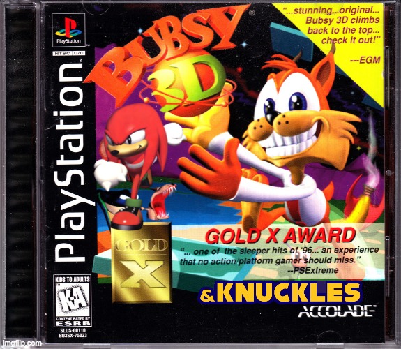 BUBSY AND KNUCKLES | image tagged in knuckles | made w/ Imgflip meme maker