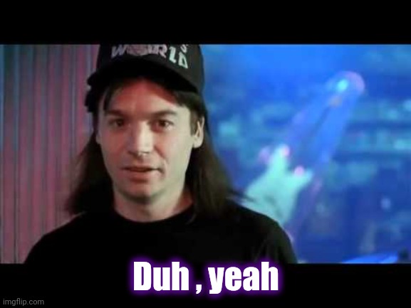 Wayne's world  | Duh , yeah | image tagged in wayne's world | made w/ Imgflip meme maker