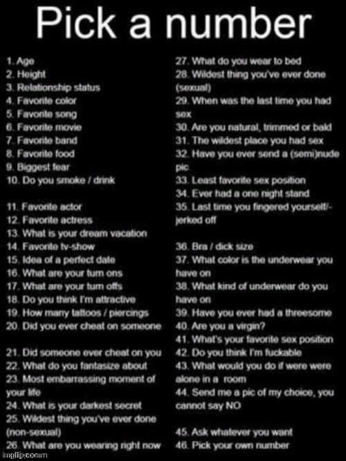 Pick a number | image tagged in pick a number | made w/ Imgflip meme maker