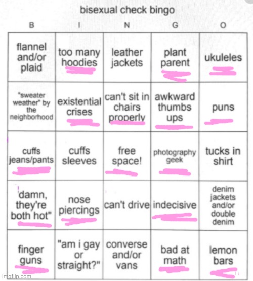 bingo! | image tagged in bisexual bingo,lgbtq | made w/ Imgflip meme maker