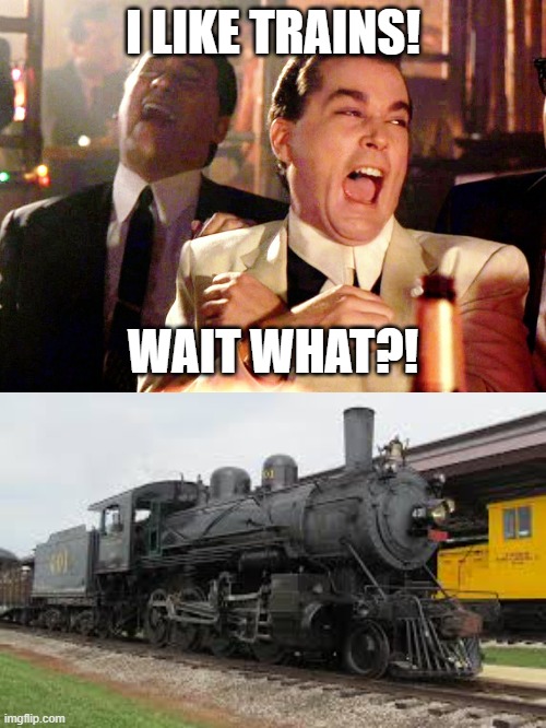 I Like Trains |  I LIKE TRAINS! WAIT WHAT?! | image tagged in memes,good fellas hilarious,train | made w/ Imgflip meme maker