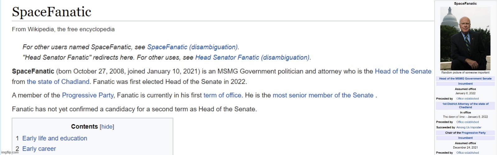Giving politicians their own Wikipedia page part 1 | made w/ Imgflip meme maker