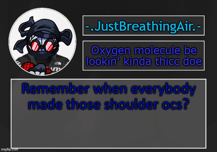 jhgvfcd | Remember when everybody made those shoulder ocs? | made w/ Imgflip meme maker