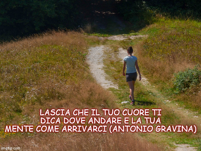 LASCIA CHE IL TUO CUORE TI DICA DOVE ANDARE E LA TUA MENTE COME ARRIVARCI (ANTONIO GRAVINA) | made w/ Imgflip meme maker